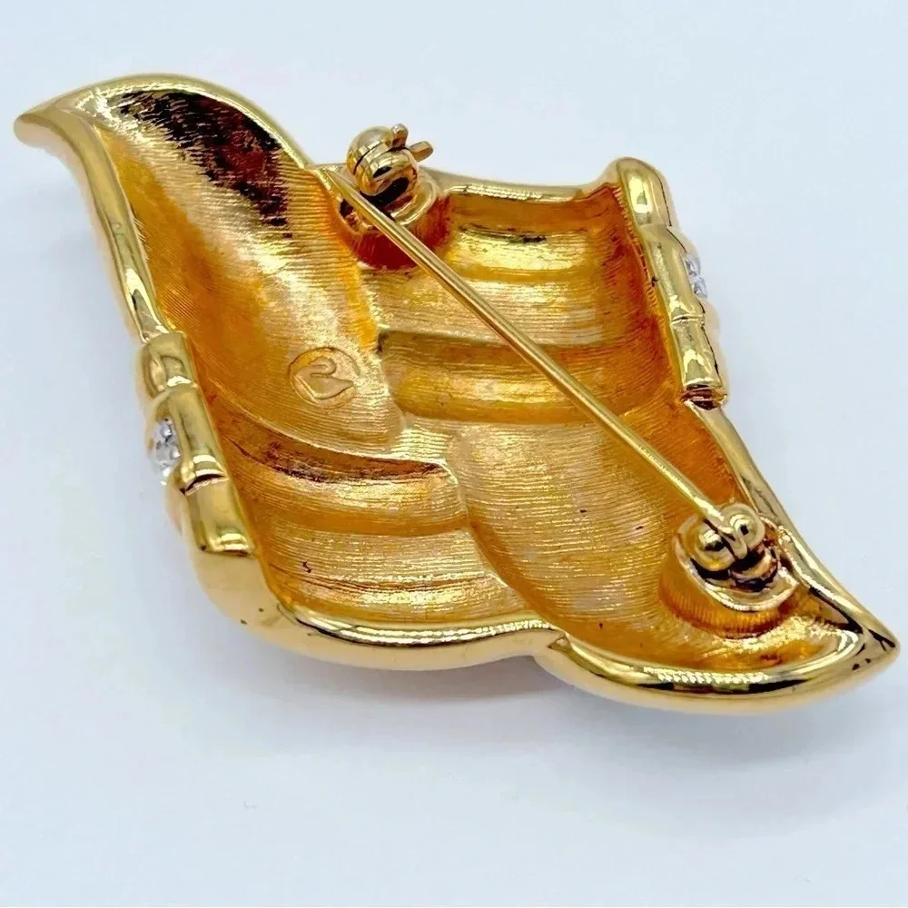 Swarovski Crystal Pave Gold Brooch